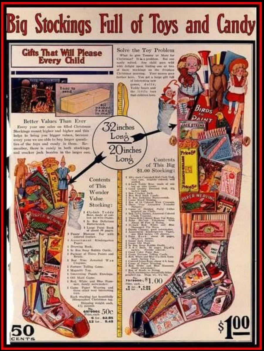 Big Stockings Full of Toys and Candy Advertisement artwork