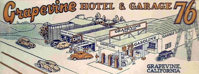 Grapevine Hotel & Garage – 76 Gasoline Roadside Stop Advertisement Postcard preview