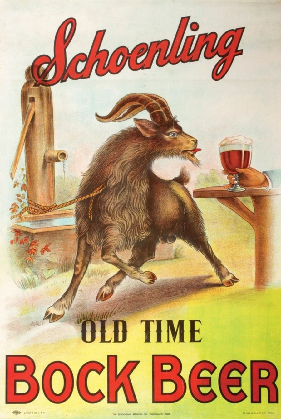 Schoenling Old Time Bock Beer Advertisement artwork
