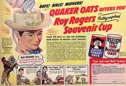 Quaker Oats Roy Rogers Souvenir Cup