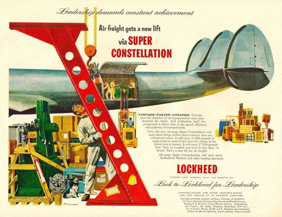 Lockheed Super Constellation Air Freight Advertisement artwork