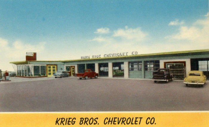 Krieg Bros. Chevrolet Co. Postcard preview