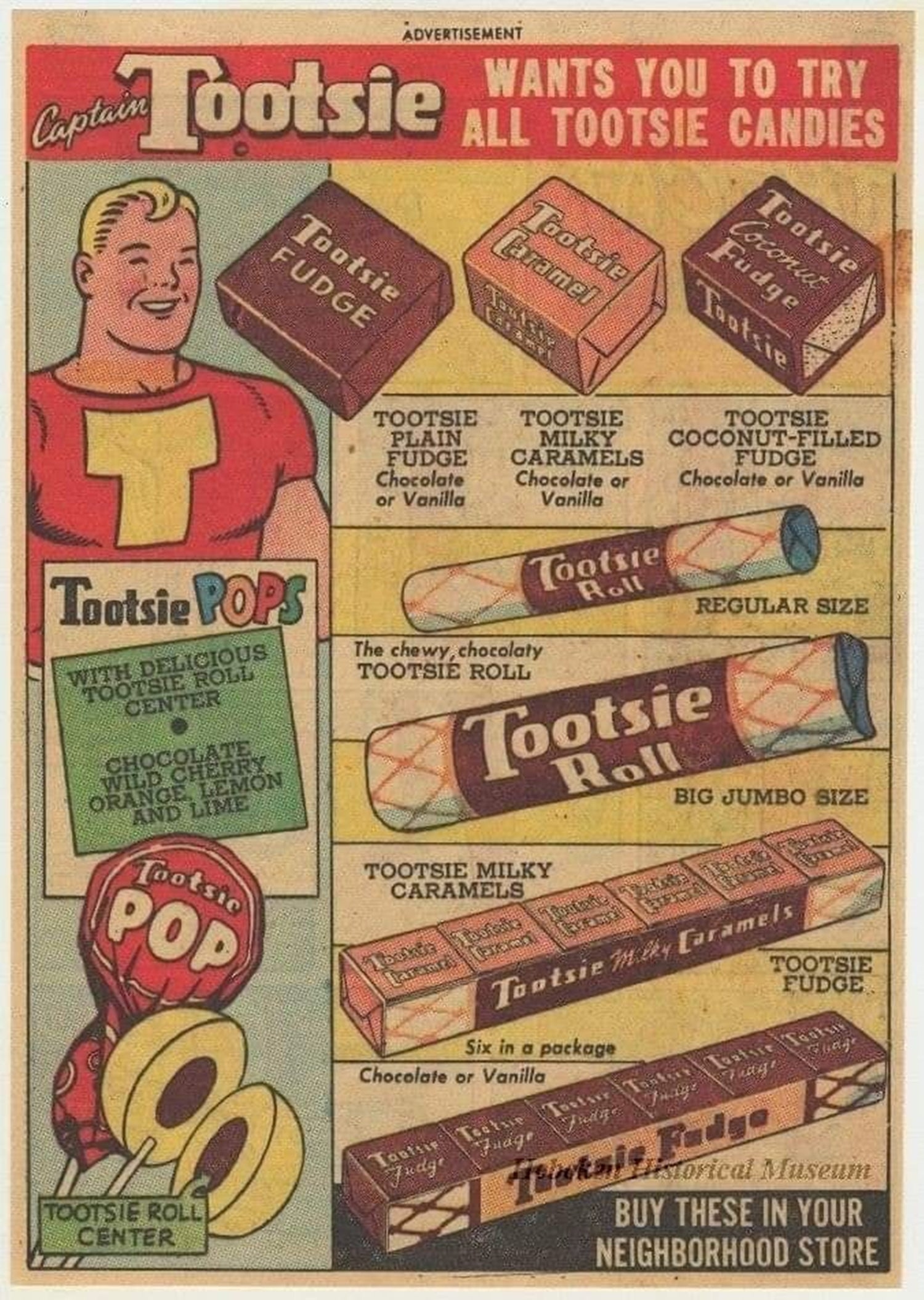 Captain Tootsie Candy Advertisement