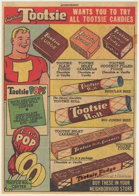 Captain Tootsie Candy Advertisement