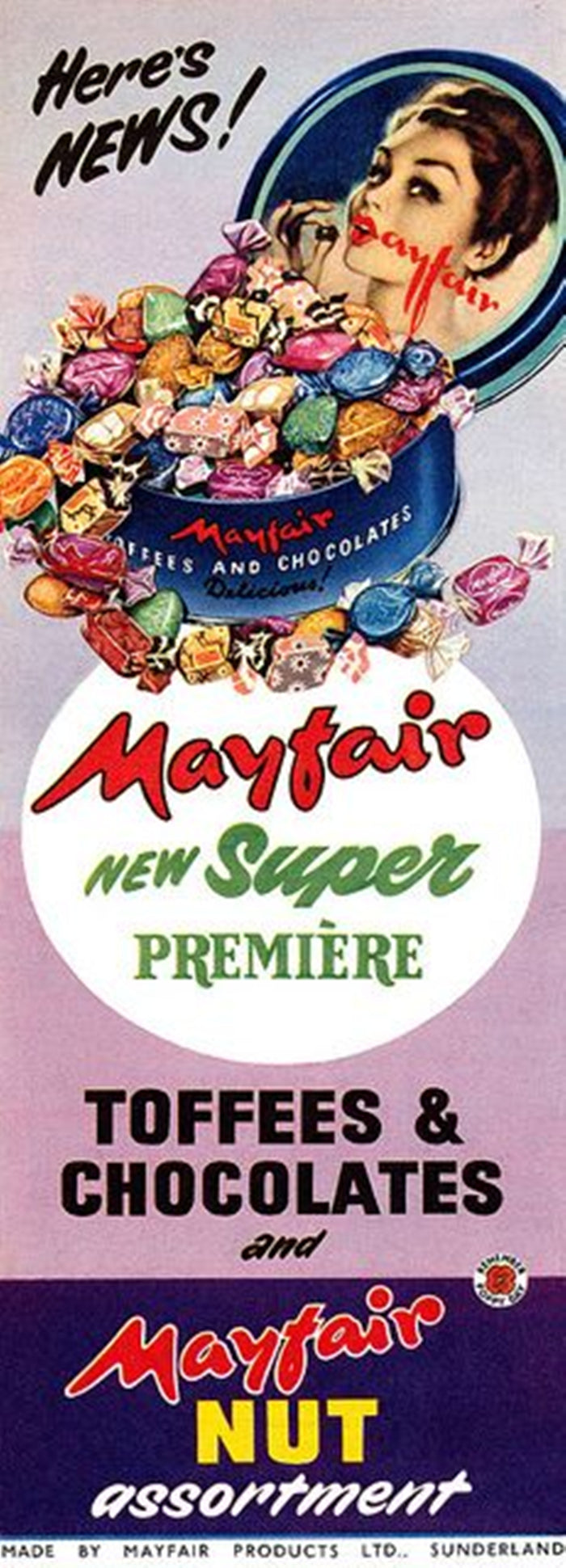 Mayfair Toffees and Chocolates Advertisement Postcard preview