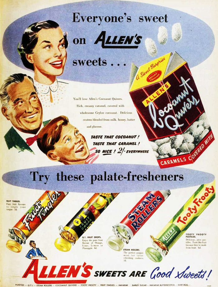 Allen's Sweets Coconut Quivers Advertisement Postcard preview