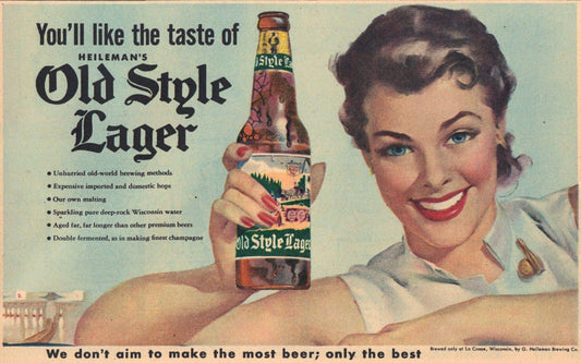 Old Style Lager Woman With Bottle Advertisement