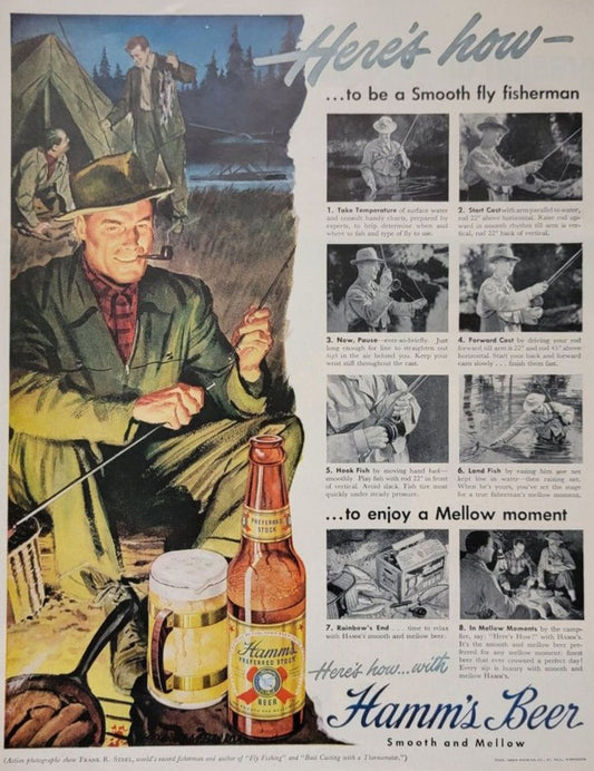 Hamm's Beer Fly Fisherman Advertisement