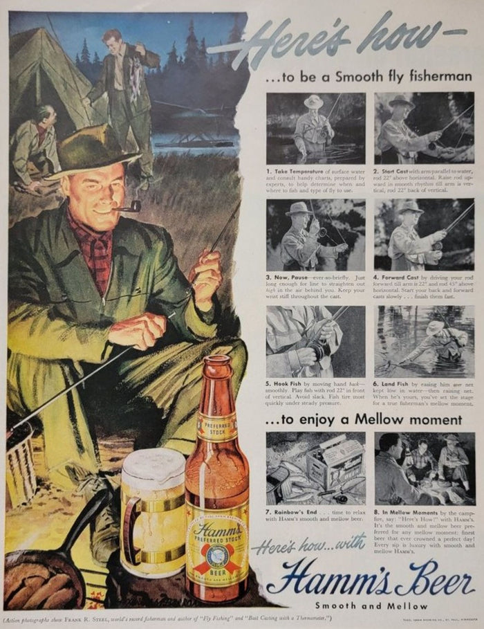Hamm's Beer Fly Fisherman Advertisement Postcard preview