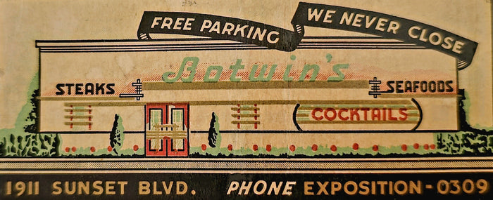 Baldwin's Restaurant Sunset Boulevard Postcard preview
