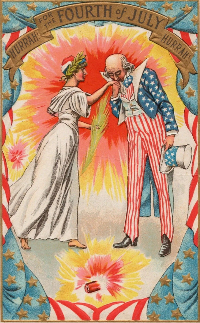 Fourth of July Patriotic Illustration with Uncle Sam Postcard preview