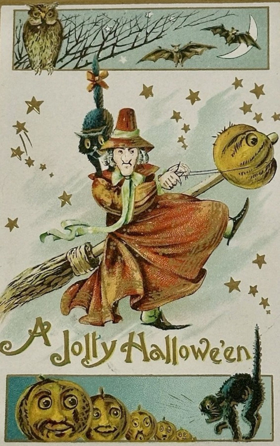 Jolly Halloween Witch Greeting Card artwork