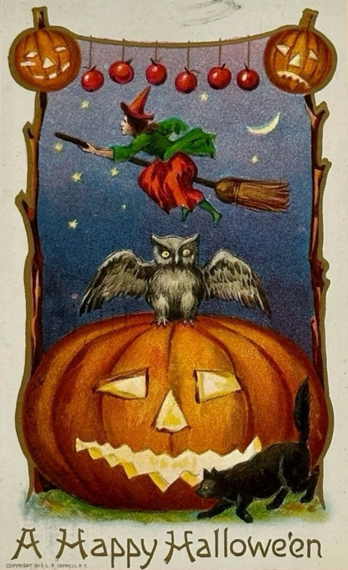 Happy Halloween Pumpkin Owl Greeting Card Postcard preview