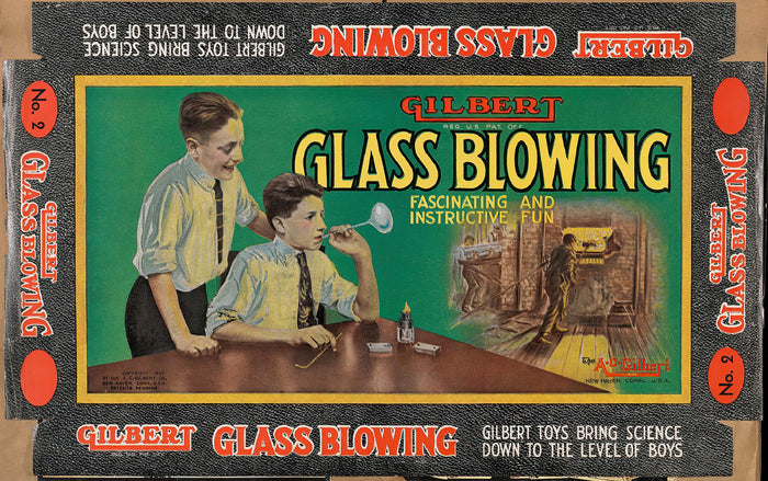Gilbert Glass Blowing Toy Box Label Postcard preview
