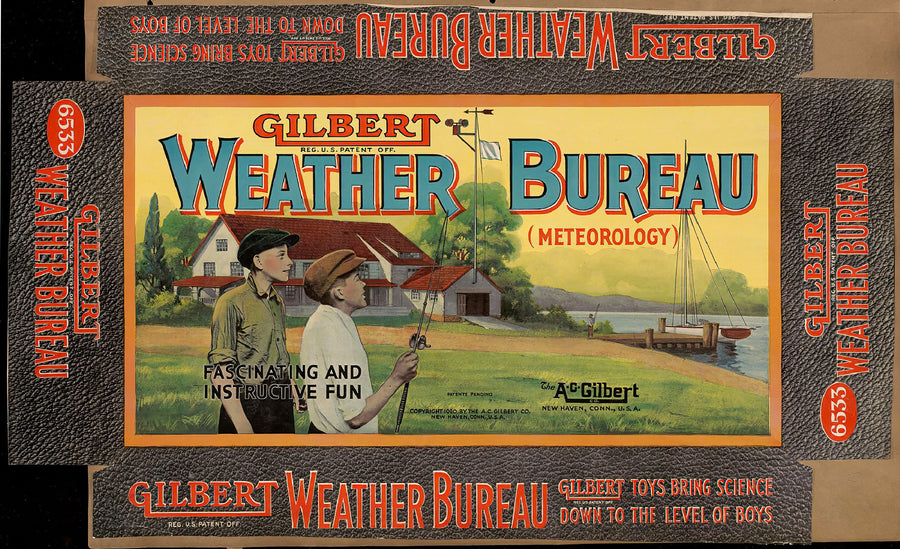 Gilbert Weather Bureau Toy Box Label artwork