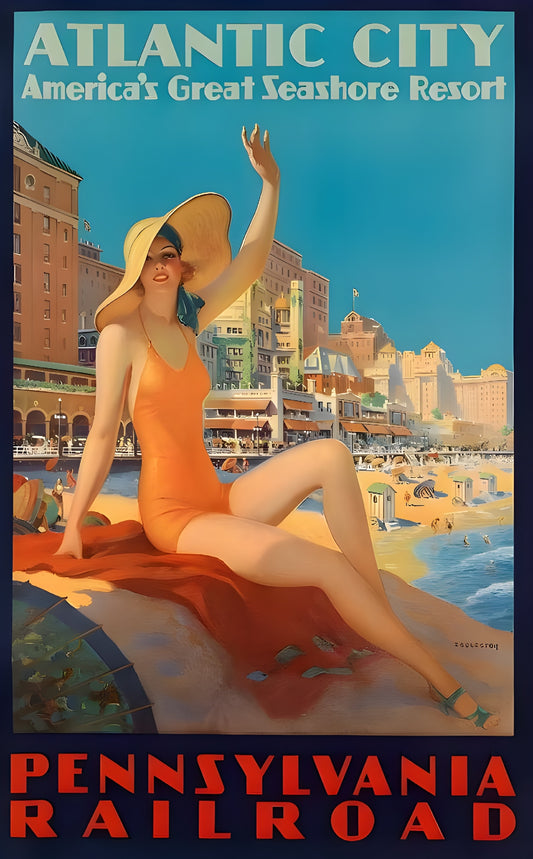 Atlantic City Seashore Resort Pennsylvania Railroad Poster