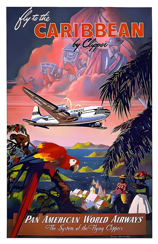Fly to the Caribbean by Clipper Poster
