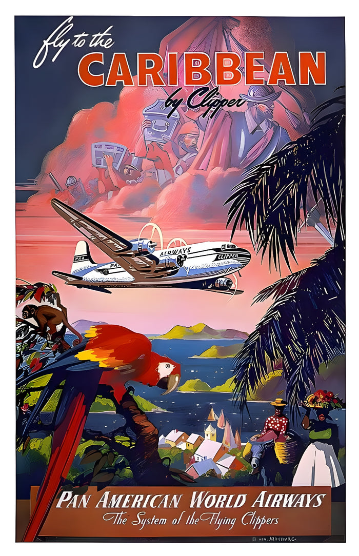 Fly to the Caribbean by Clipper Poster Postcard preview