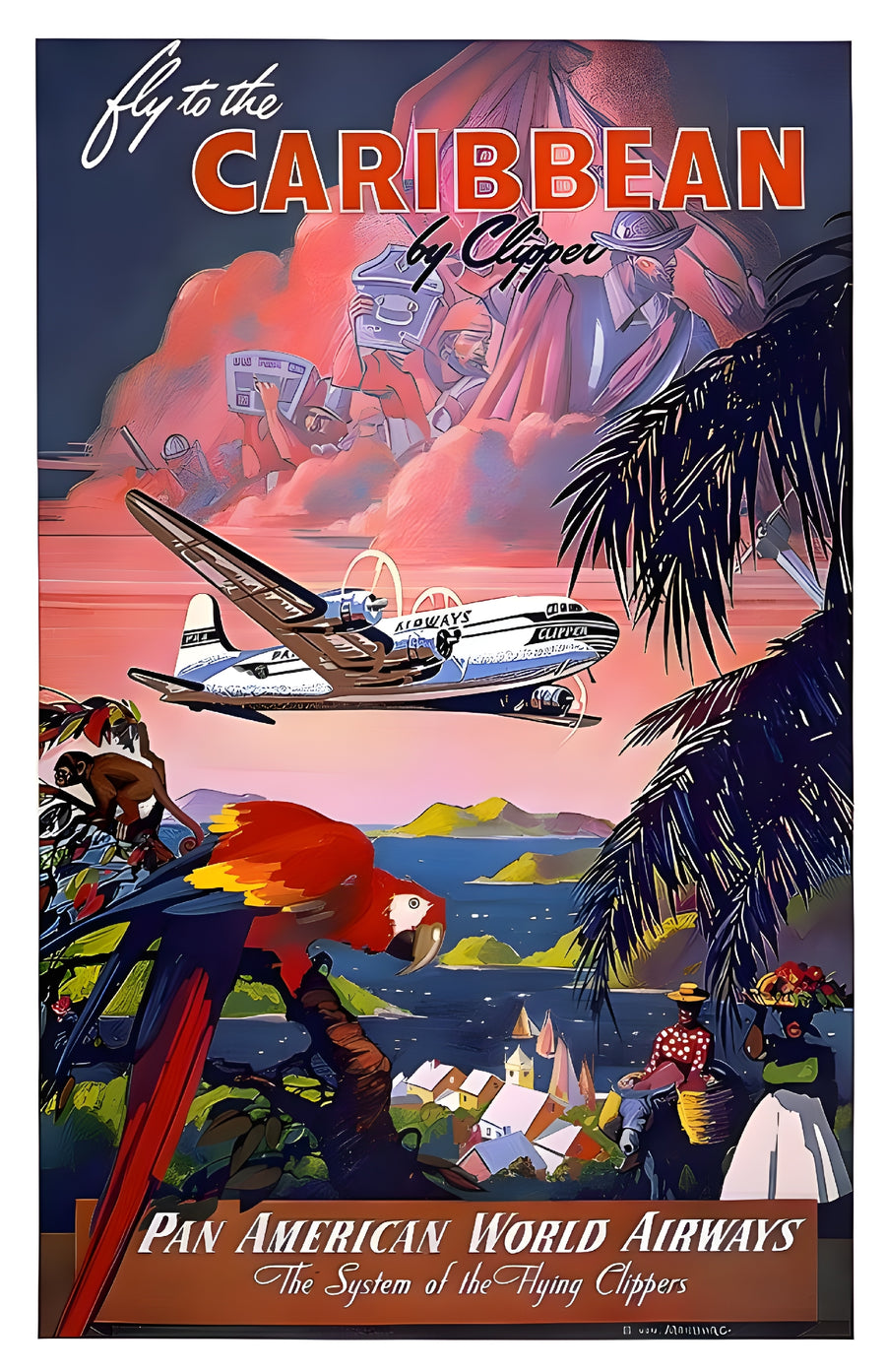 Fly to the Caribbean by Clipper Poster artwork