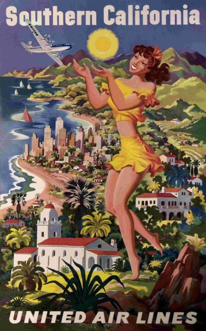 United Air Lines – Southern California Travel Poster (Vintage Art) T-Shirt preview